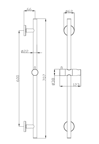 Otus Slimline Rail Shower Brushed Gold
