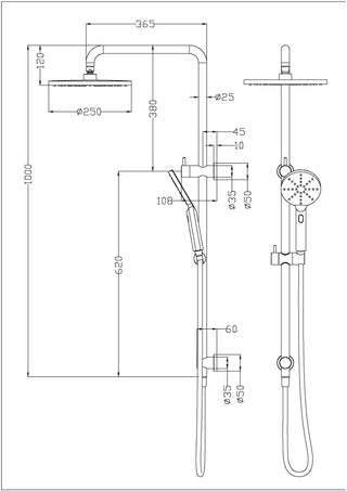 Otus Multi-function Shower Set 250mm Head