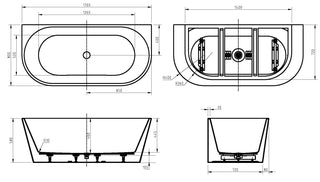 Back to wall Bathtub 1700mm