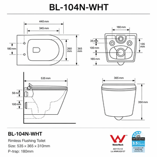 Cortona Wall Hung Rimless Toilet Pan