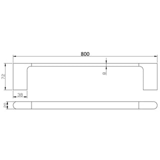 Towel Rail Single 800mm Matte Black