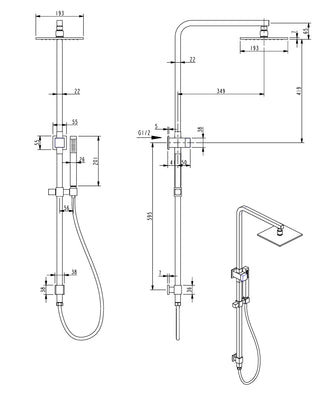 Ava Shower Rail Set - Chrome