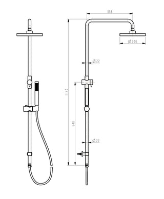 Luna Shower Rail Set - Brushed Brass