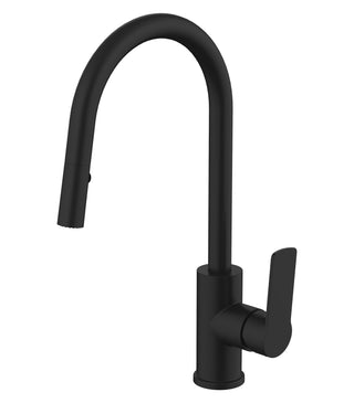 Matte Black Pull-Out Kitchen Mixer Brass