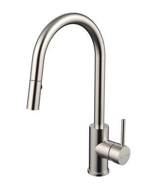 Brushed Nickel Pull-Out Kitchen Mixer Brass