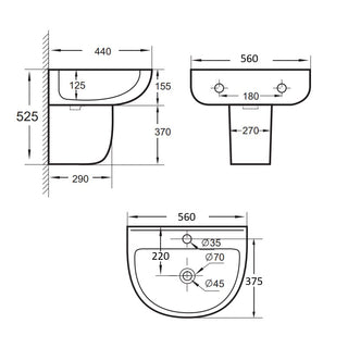 Wall Hung Basin Gloss WB5446W