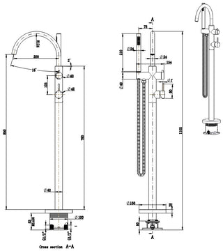 Free Standing Bath Set Gun Metal