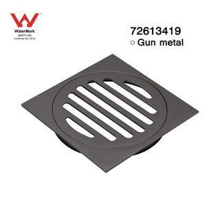 110mm Gun Metal Square Grate Floor Waste Drain Solid Brass