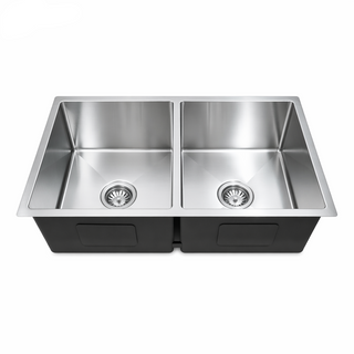 Nala 760x440x220 Satin Double Bowl Stainless Steel Sink