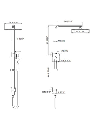 Verto Shower Set Multi Function 250mm Head - Chrome