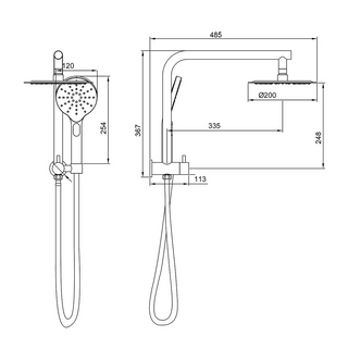 Moreton round multi function shower gun metal