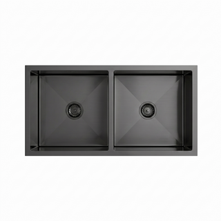 Nala 760x440x220 Gunmetal Black Double Bowl Stainless Steel Sink