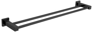 Square Double Towel Rail 600mm Brass - Matte Black