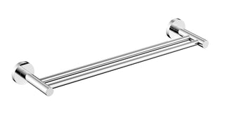 Round Double Towel Rail 600mm Brass - Chrome
