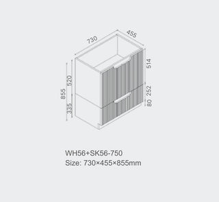 Duplex - Matte White Fluted Wall Hung Vanity 750mm