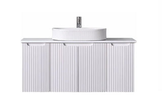 Duplex - Matte White Fluted Wall Hung Vanity 1200mm