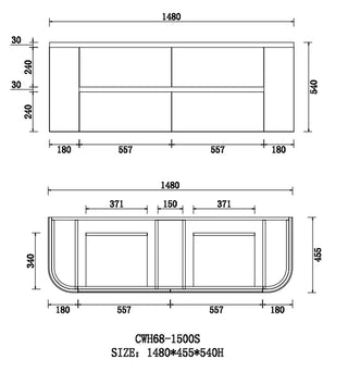 Bristol - Matte White Fluted Curved Wall Hung Vanity 1500mm