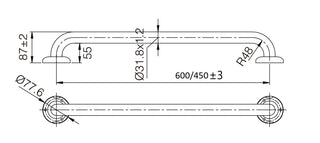 Disabled Straight Grab Rail 600mm